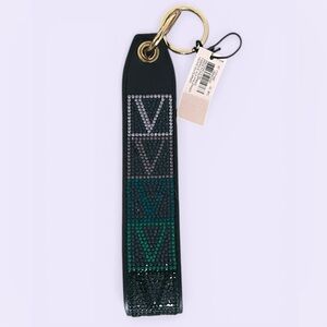 🆕💕VICTORIAS SECRET BLUE SHINE V-LOGO WRISTLET STRAP KEYCHAIN